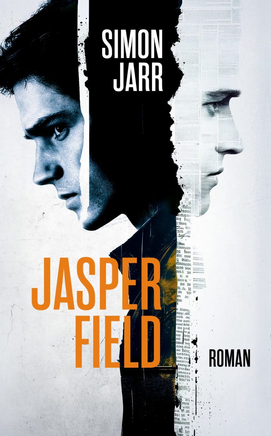 Jasper Field von Simon Jarr Buchcover von "Jasper Field" mit zwei Portraits, die in Profilansicht dargestellt sind.